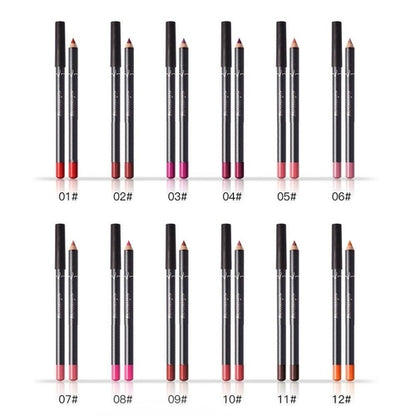 12Pcs Women Waterproof Lipstick Long Lasting Matte Lip Liner Pencil
